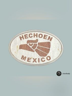 VTG Hecho En Mexico Aztec Eagle Logo Wood Inlay Silver Oval Belt Buckle NWT